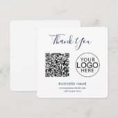 Carte De Correspondance Logo d'entreprise simple et code QR Merci (Devant / Derrière)