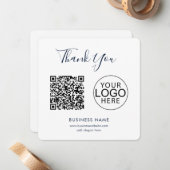 Carte De Correspondance Logo d'entreprise simple et code QR Merci (Devant/Arrière en situation)