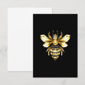 Carte De Correspondance Logo Faux Gold Foil Bee Polygonal sur Noir (Devant / Derrière)