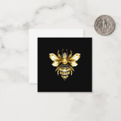 Carte De Correspondance Logo Faux Gold Foil Bee Polygonal sur Noir (Devant/Arrière en situation)