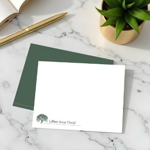 Carte De Correspondance Logo Rustique moderne vert Willow Tree Personnalis