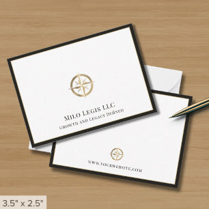 Carte De Correspondance Logo simple élégant Gold Compass