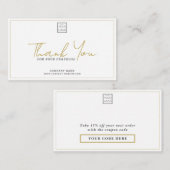 Carte De Correspondance Logo Simple Entreprise Promo Code Merci Or (Devant / Derrière)