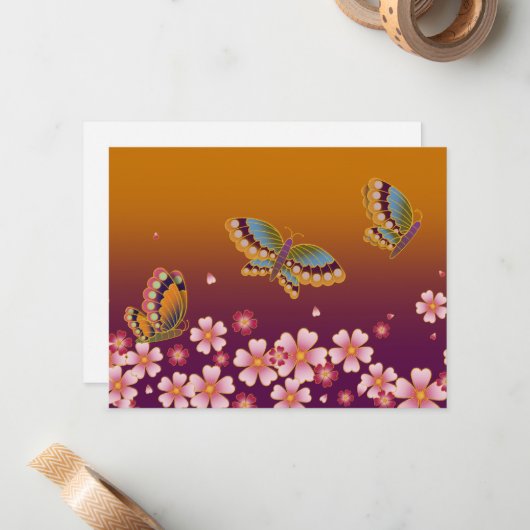 Carte De Correspondance L'or de Sakura Blossom (Devant/Arrière en situation)