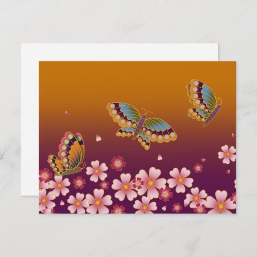 Carte De Correspondance L'or de Sakura Blossom (Devant / Derrière)