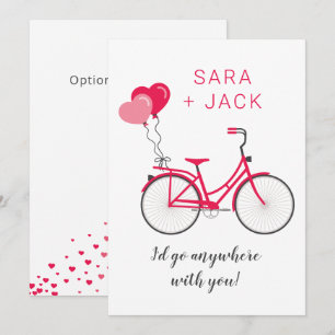 Carte De Correspondance Love Hearts Bicycle Valentine Personnalisé Personn