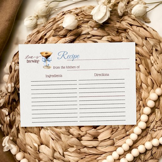 Carte De Correspondance Love is Brewing Bow Coffee Bridal Shower Recipe