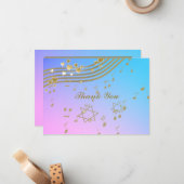 Carte De Correspondance Love Songs Bat mitzvah Flat Note Card (Devant/Arrière en situation)