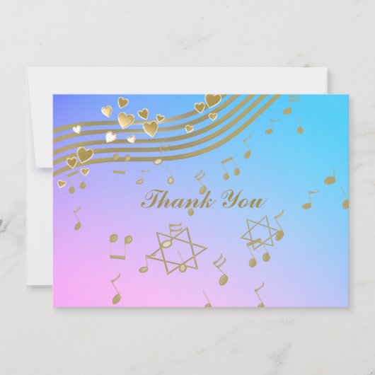 Carte De Correspondance Love Songs Bat mitzvah Flat Note Card (Devant)