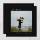 Carte De Correspondance Love Thanks Black Minimal Mariage Photo Merci (Devant / Derrière)
