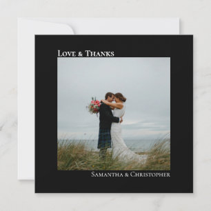 Carte De Correspondance Love Thanks Black Minimal Mariage Photo Merci