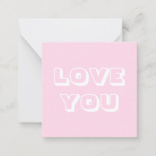 Carte De Correspondance Love You, rose clair blanc moderne gras