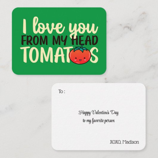 Carte De Correspondance Love You Tomatoes Funny Pun mignon Saint Valentin (Devant / Derrière)