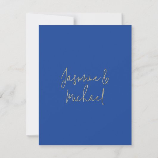Carte De Correspondance Lovely Chic Calligraphy Couple Names Blue & Gold (Devant)
