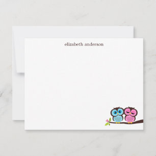 Carte De Correspondance Lovely Owl Couple Custom Thank You Notes