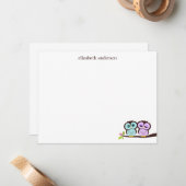 Carte De Correspondance Lovely Owl Couple Custom Thank You Notes (Devant/Arrière en situation)