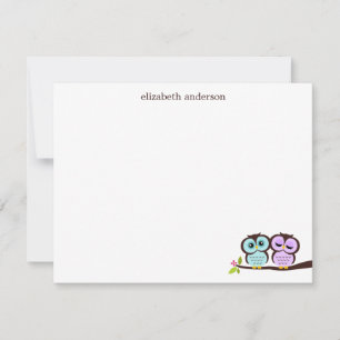 Carte De Correspondance Lovely Owl Couple Custom Thank You Notes