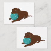 Carte De Correspondance LR chocolate lab mâcher boule dessin animé (Devant / Derrière)