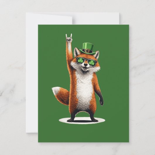 Carte De Correspondance Lucky Fox Shamrock Sunglasses St Patrick's day (Devant)