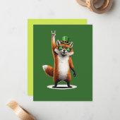 Carte De Correspondance Lucky Fox Shamrock Sunglasses St Patrick's day (Devant/Arrière en situation)