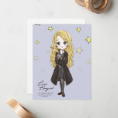 Carte De Correspondance Luna Lovegood aquarelle magique (Devant/Arrière en situation)