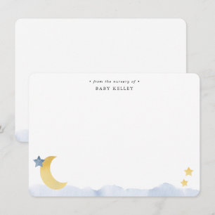 Carte De Correspondance Lune et étoiles, Aquarelle bleue Personnalisée App