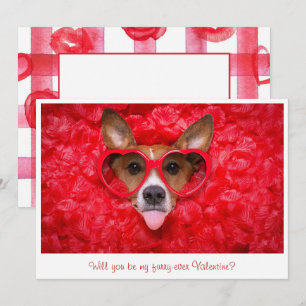 Carte De Correspondance Lunettes de chien Rouge Aquarelle Photo Valentine