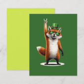 Carte De Correspondance Lunettes de soleil Shamrock Lucky Fox Saint-Patric (Devant / Derrière)