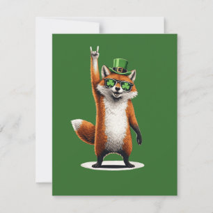 Carte De Correspondance Lunettes de soleil Shamrock Lucky Fox St Patrick's