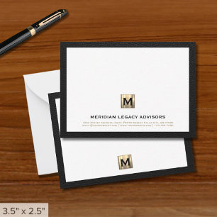 Carte De Correspondance Luxe Black Gold Law Firme Note Card