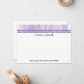 Carte De Correspondance Luxury correspondence Custom Purple Silk & Pearls (Devant/Arrière en situation)