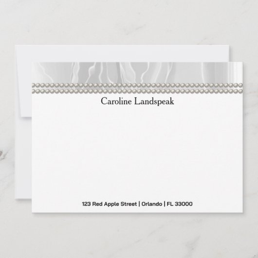 Carte De Correspondance Luxury correspondence Custom White Silk & Pearls (Devant)