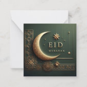 Carte De Correspondance Luxury Eid Mubarak Greeting in Green (Devant)