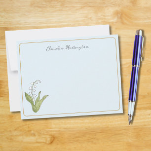 Carte De Correspondance Lys de la Vallée Sky Blue Floral Cute Botanique