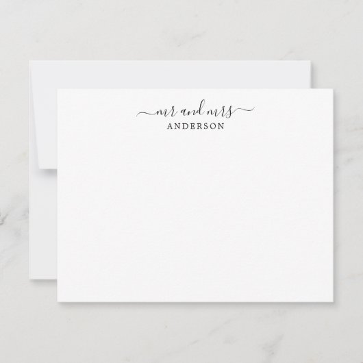 Carte De Correspondance M. et Mme Elegant Script Calligraphy Newlyweds (Devant)