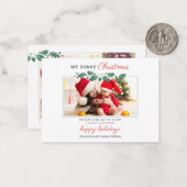 Carte De Correspondance Ma première photo de bébé de Noël Vacances (Devant/Arrière en situation)