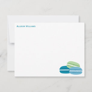 Carte De Correspondance Macarons bleus et verts Merci Notes