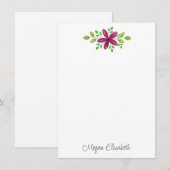 Carte De Correspondance Magenta Purple Aquarelle Florale Swag (Devant / Derrière)