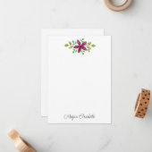 Carte De Correspondance Magenta Purple Aquarelle Florale Swag (Devant/Arrière en situation)