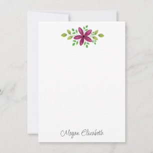 Carte De Correspondance Magenta Purple Aquarelle Florale Swag