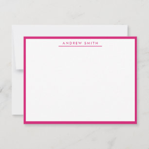 Carte De Correspondance Magenta rose simple ligne moderne classique minima