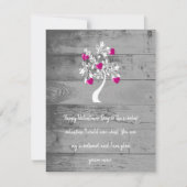 Carte De Correspondance Magenta Valentine Hearts Tree Flat Note Card (Devant)