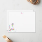 Carte De Correspondance Magic Rainbow Unicorn Stationery personnalisée (Devant/Arrière en situation)
