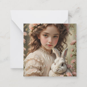 Carte De Correspondance Magie de Pâques - Fille avec couronne de fleurs et