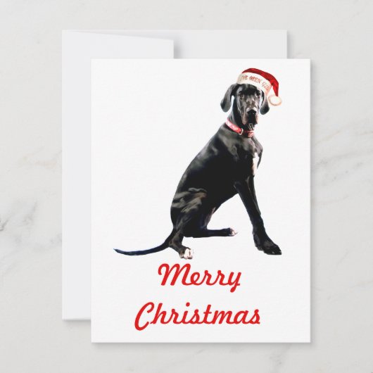 Carte De Correspondance Magnifique Dogue Allemand au chapeau de Père Noël (Devant)
