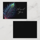 Carte De Correspondance Magnifique plume de paon Merci (Devant / Derrière)