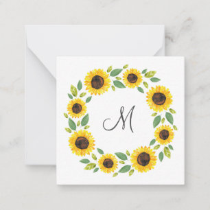 Carte De Correspondance Main Painted Watercolor Sunflower