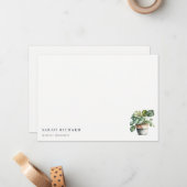 Carte De Correspondance Maison à feuilles potées Plantes Aquarelle Botaniq (Devant/Arrière en situation)