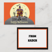 Carte De Correspondance Maison hantée joyeux Halloween pour enfants (Devant / Derrière)