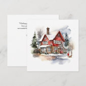 Carte De Correspondance Maisons de Noël douillettes avec neige (Devant / Derrière)